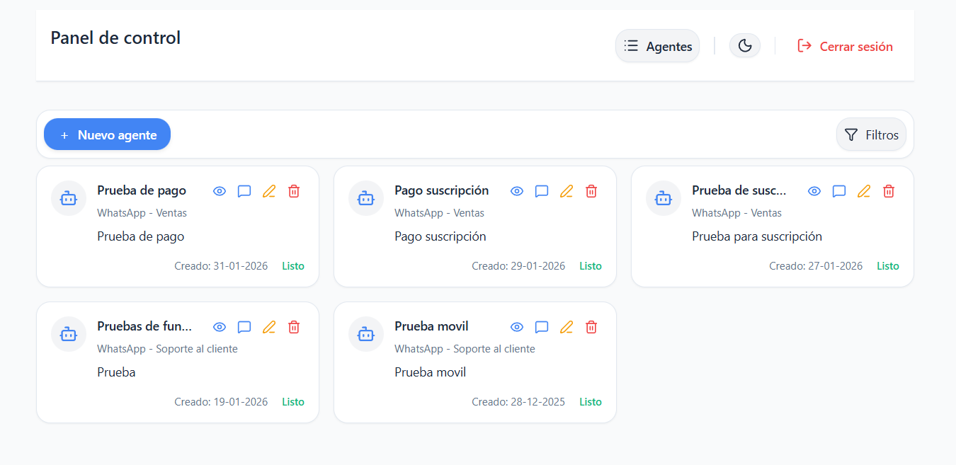 Dashboard de agentes IA